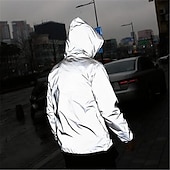 levne Sportovní bunda-Pánské Reflexní bunda Sporty a outdoor Denní Reflexní Rüzgarlık Kapsy Kapuce Jaro &amp; podzim Pevná barva Aktivní Módní Mikina Standardní Šedá Saka
