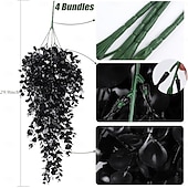 economico Corone di Halloween e Decorazioni Floreali-2/4 mazzi di piante artificiali di Halloween, foglie di eucalipto finte, finte piante verdi in plastica per esterni, per pareti, casa, stanza, patio, interni, mensole, ufficio, decorazioni