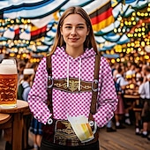 levne Mikiny s kapucí-Pivo Oktoberfest Kapuce Tisk Přední kapsa Grafika Pro Dámské Dospělé Karneval Pivo Oktoberfest 3D tisk Dovolená Párty