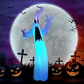 halpa Ilmatäytteiset pihakoristeet-1 kpl puhallettava halloween-valo, 3,6 m, 12 jalkaa, kuohuviini, liekki, fantomi-ilmamalli, ulkopiha, nurmikko, puutarhajuhlat, halloween-kauhu ja outo koristevalo