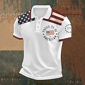 4. července 2026 250. Pánské Americká americká vlajka Polokošile Tlačítko nahoru Polos Golfová košile Krátký rukáv Polo tričko Klopa Módní Na běžné nošení Denní Festival Tisk Léto Bílá Námořnick