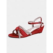 baratos cocktail-sandálias femininas de cetim verde com salto anabela - sapatos sociais com nó de strass e tira no tornozelo para banquetes e coquetéis elegantes