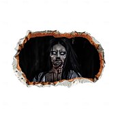 ieftine Autocolante de Halloween-Autocolant de perete de Halloween, autocolant 3D, perete crăpat, zombie, detașabil, decorațiune de Halloween înfricoșătoare pentru perete în sufragerie, decor de petrecere de casă, de groază