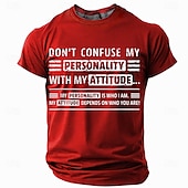 お買い得  メンズおもしろTシャツ-男の短袖グラフィックTシャツ &#039;私の性格を態度と混同しないでください&#039; 自己表現名言ティー