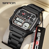 cheap Digital Watches-SANDA Men Digital Watch Outdoor Fashion Casual Wristwatch Luminous Stopwatch Alarm Clock Three Time Zones Steel Silicone Gel Watch