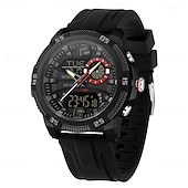 baratos Relógios Digitais-Sanda 3372 relógio masculino com visor duplo, cronógrafo, despertador, esportivo, multifuncional, à prova d&#039;água, com LED, eletrônico