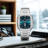 cheap Quartz Watches-VA VA VOOM Top Brand Men Wrist Watches Luxury Waterproof Gold Black Silver Date Week Display Square Watch for Men Stainless Steel Watc