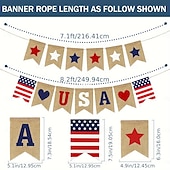 cheap Independence Day Decoration-Patriotic USA Banner Burlap 4th of July Decorations Rustic Patriotic Banner Red White Blue Stars Bunting Garland for President Day 4th of July Party Supplies 4th of July Patriotic Outdoor Indoor hanging Decor