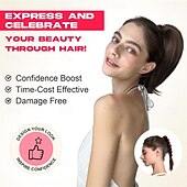 abordables Queue-de-cheval-Extension queue de cheval 10 pièces, postiche queue de cheval courte à clipser, chignon décoiffé, postiche synthétique naturel, doux et raide pour femme - brun foncé avec mèches