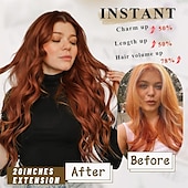 abordables Clip dans les extensions-Extensions de cheveux bouclés à clipser 4 pièces postiches synthétiques épais et longs ondulés avec double trame en fibre pour cheveux de femme tête complète