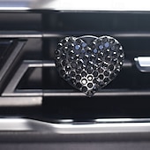 cheap Car Pendants &amp; Ornaments-Car Vent Clip Bling Crystal Heart Shape Charm Universal Car Air Conditioner Decorations