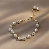 economico Braccialetti-Per donna Bracciale di perline Perline Prezioso Elegante Plastica Gioielli braccialetto Oro Per Feste