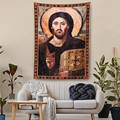 Недорогие Религиозный гобелен-Средневековый гобелен висячий гобелен византийское искусство большой гобелен настенная роспись фотографический фон одеяло занавеска декор для дома спальни гостиной Христос Пантократор