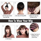 cheap Historical Wigs-Mullet Wig with Bangs 70s Disco Party Mens Hippie Wigs Brown Long Curly Male Wig Halloween Costumes 80s Rocker Wig