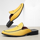 billige Tresko til herrer-gule perforerte slip-on loafers for menn – dristig farge med pustende design, lette og stilige for sommerutflukter, bilkjøring og uformelle kontorantrekk