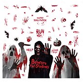 olcso Halloween matricák-halloween ablakmatrica dekorációk kétoldalas, női szellem véres kéznyom statikus matricák üvegre és halloween parti dekorációhoz