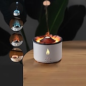 cheap Bedside Lamp-Volcanic Flame Aroma Diffuser with LED Night Light - Portable Essential Oil Humidifier Auto Shut-Off 2 Color Modes Ideal for Home &amp; Office