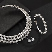 economico Accessori natalizi da donna-Set di gioielli da sposa 3 Zircone 1 Collana Orecchini Braccialetti Per donna Elegante Originale Adorabile Stratificato Amore Prezioso Parure di gioielli Per Matrimonio Natale Compleanno
