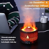 cheap Bedside Lamp-Volcanic Flame Aroma Diffuser with LED Night Light - Portable Essential Oil Humidifier Auto Shut-Off 2 Color Modes Ideal for Home &amp; Office