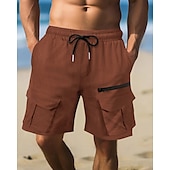 economico Vacanza-Per uomo Pantaloncini cargo Shorts Pantaloncini Estivi Coulisse Elastico in vita Multi-tasche Semplice Comodità Indossabile Lunghezza al ginocchio All&#039;aperto Sport Quotidiano Moda Casual Nero Marrone