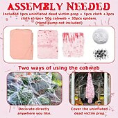 baratos Halloween-Adereços de Halloween para ambientes internos e externos - corpo de cadáver assustador com teia de aranha falsa e decoração de árvore pendurada, material plástico de estilo contemporâneo, sem penas,