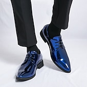 abordables Officiel-Chaussures à lacets en cuir verni vert pour hommes – chaussures habillées brillantes avec une finition polie, idéales pour les mariages et les soirées