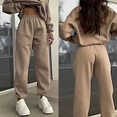 זול חליפות ספורט-בגדי ריקוד נשים אימונית מכנסי טרנינג סווטשירט עם סווטשירט כיס עם רוכסן אחיד חליפות בגדים סתיו שחור ורוד חדר כושר להתאמן ספורטיבי עמיד שרוול ארוך ספורט לבוש אקטיבי מיקרו-אלסטי רגיל