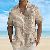 voordelige Geometrisch patroon-Voor heren Verloop Golven Marmer Overhemd Zomer overhemd Overhemd met knopen Korte mouw Mode-casual Buiten Vakantie Dagelijks gebruik Zomer Lente Strijkijzer 3D-afdrukken shirts met kraag Voorste zak
