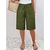 economico Pantaloncini-Per donna Chinos Shorts Essenziale Casual Lunghezza al ginocchio Vita Alta Semplice Fascia Elastica Comodo Morbido Confortevole Micro-elastico All&#039;aperto Streetwear Nero Arancione Verde Cachi Estate