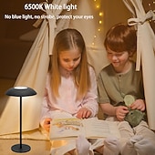 economico Lampade da tavolo-Lampada da tavolo ricaricabile in metallo di alluminio con tre colori dimmerabili e luce soffusa per la protezione degli occhi, campeggio all&#039;interno e all&#039;esterno, lettura, illuminazione da comodino, ricarica di tipo C.