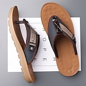 billige Ferietøfler-herre flip-flops i kunstskinn og netting, pustende slip-on-design med polstret såle, ideell for sommerstrand ved bassengkanten og avslappede helger