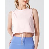 billiga Löpar-T-shirts och linnen-Dam Linne för jogging Snörning Lättvikt Ärmlös Överdelar UPF 50 Solskydd Snabb tork Vekefukt Pilates Löpning Yoga Sportkläder Sportkläder Solid färg Ljusgul Svart Vit