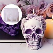 cheap Mold-2pcs Rose Skull Head Silicone Molds for Resin Casting DIY Candle &amp; Epoxy Resin Crafts Home Decor Plaster Clay Molds with Intricate Floral Design Home Decor MoldsDetailed Design Durable Silicone