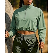 baratos Casacos impermeáveis-Mulheres Moletom com capuz Jaqueta de Trilha Jaqueta esportiva Ao ar livre Proteção Solar Respirável Secagem Rápida Roupas de caminhada Roupas de caminhada Outono Jaqueta Tênis Golfe Corrida Côr
