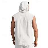 preiswerte Fitness Tank-Tops-Herren Tank Top Weste Unterhemd Ärmelloses Shirt Ärmellos Mit Kapuze Sommer Einfach Mode Designer Basic Knöpfe Urlaub Straße Ausgehen Schwarz Weiß Gelb Top T-Shirt für Herren