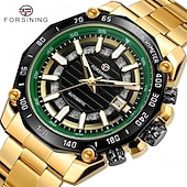 preiswerte Mechanische Uhren-FORSINING Herren Mechanische Uhr Luxus Großes Ziffernblatt Außenbereich Geschäft Automatische Selbstaufzug leuchtend Kalender Datum Edelstahlband Beobachten