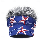 voordelige Heren honkbalpet-Voor heren Vizierhoed met puntige pruiken Nep haar vizier Pruik Heren Zonnehoed Baseballpet pruik hoed Koffie Grijs Mix van polyester / katoen Afdrukken Modieus Casual Dagelijks Independence Day