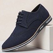abordables Semiformal-Zapatos oxford de piel sintética marrón caramelo para hombre con detalles brogue: zapatos elegantes e informales con cordones para el trabajo, citas y uso diario.