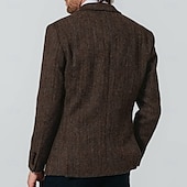 cheap Blazer&amp;Jacket-Men&#039;s Tweed Blazer Wool Herringbone Blazer Retro Vintage Classic Brown Standard Fit Single Breasted Two-buttons