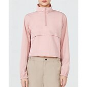 baratos Moletom &amp; Suéter-Mulheres Jaqueta de Corrida Capa de Chuva Bolso Com Zíper Leve Manga Longa Blusas Outono Prova-de-Água A Prova de Vento Secagem Rápida Umidade do pavio Pilates Corrida Ioga Roupa de esporte Roupas