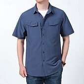 preiswerte Oberteile-Herren Wanderhemd Wanderspitze Cargo-Shirt Kurzarm Umlegekragen Oberteil Außen Schnelltrocknend Leicht Atmungsaktiv Polyester Schwarz Armeegrün Blau Tennis Golfspiel Laufen
