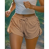 baratos Calções de corrida-Mulheres Shorts de Corrida Shorts franzidos Cintura elástica Com Cordão Calção Desportos e Ar livre Casual Secagem Rápida Leve Respirável Tênis Golfe Corrida Normal Roupa de esporte Roupas Esportivas