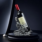 abordables Halloween Cocina-Portabotellas de vino con forma de calavera de Halloween, estante para vino con forma de calavera único, decoración espeluznante para el hogar, soporte creativo para botellas con esqueleto para