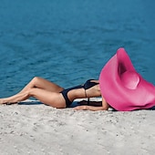 preiswerte Hüte-übergroßer Strand-Strohhut Damenmode großer Sonnenhut mit breiter Krempe Sommer-Roll-up-weicher Sonnenhut geeignet für Strandhut faltbar
