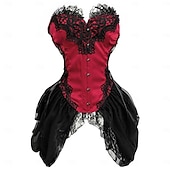 cheap Tops-Vintage Rococo Punk &amp; Gothic Overbust Corset Bustier Bodyshaper Pirate Lace Women&#039;s Fantasy Halloween Carnival Valentine&#039;s Day Party / Evening Prom Adults&#039; Bra Underwear All Seasons