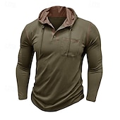 cheap Men&#039;s Casual T-shirts-Men&#039;s Tee Top Long Sleeve Shirt Long Sleeve Hooded Summer All Seasons Solid Color Daily Casual Street Style Hooded Outdoor Street Causal Light Blue White Black Top Tee for Men