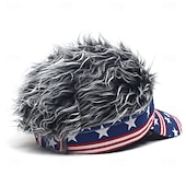 billige Baseballcaps for menn-Herre Visirhatt med piggparykker Falsk hårvisir Parykk menn solhatt Baseballcaps Parykkhatt kaffe Grå Polyester / bomullsblanding Trykt mønster Mote Fritid Daglig Uavhengighetsdagen Amerikansk flagg