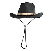 olcso Kalapok-retró divatos cowboy kalapok retró divatos nagy ereszű, ívelt szélű, kemény szalma western cowboy kalapok utazáshoz mindenféle strandkalap férfiaknak és nőknek