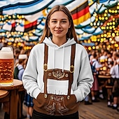 levne Mikiny s kapucí-Pivo Oktoberfest Kapuce Tisk Přední kapsa Grafika Pro Dámské Dospělé Karneval Pivo Oktoberfest 3D tisk Dovolená Párty