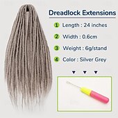 economico Capelli all'uncinetto-Extension per dreadlocks da 24 pollici, locs hippie all'uncinetto per donne, 10 ciocche morbide fatte a mano, locs all'uncinetto sintetiche sottili da 0,6 cm, extension per dreadlocks a doppia